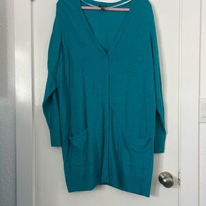 Torrid Teal Button-Up Cardigan